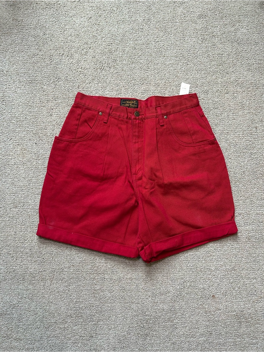 Vtg Eddie Bauer Red Pleated Front Cotton High Waisted Casual Shorts Size 16 NWT